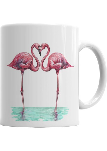 Aşk Kuşları Flamingo Kupa Bardak Porselen
