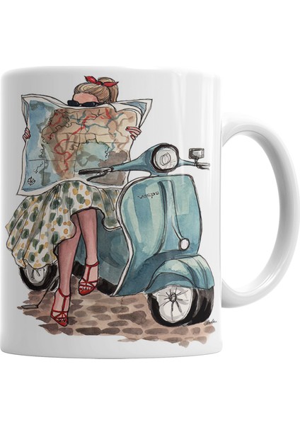 Vespa Travel Kupa Bardak Porselen