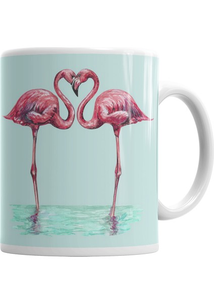 Aşk Kuşları Flamingo Kupa Bardak Porselen