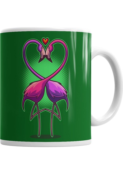 Aşk Kuşları Flamingo Kupa Bardak Porselen