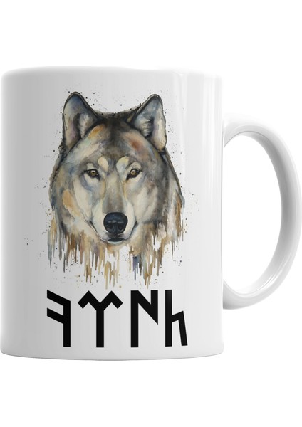 Göktürk Türk Ve Kurt Kupa Bardak Porselen