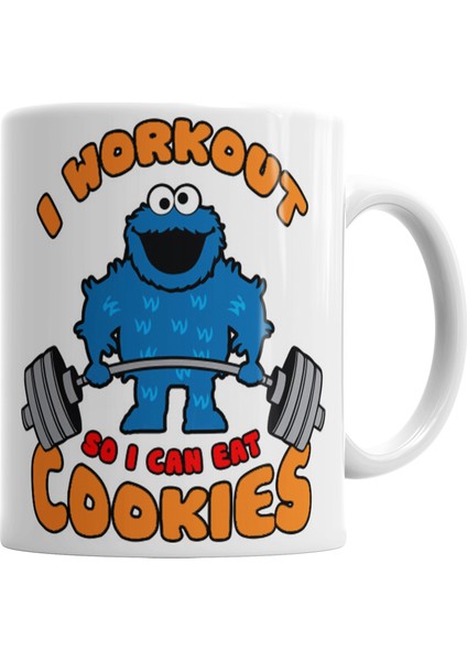 Cookie Monster Workout Kurabiye Canavarı Kupa Bardak Porselen