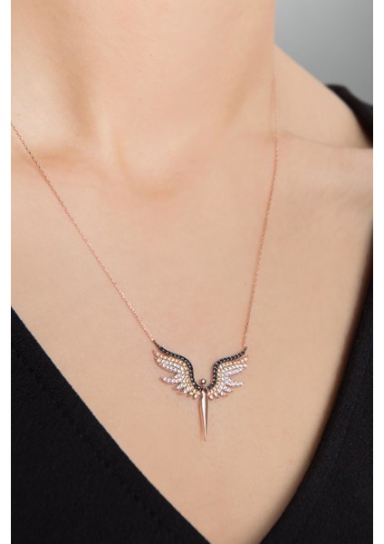 Kadın Melek Model Zirkon Taşlı 925 Ayar Gümüş Kolye modelleri