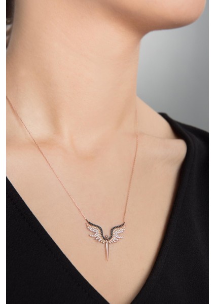 Kadın Melek Model Zirkon Taşlı 925 Ayar Gümüş Kolye fırsatları