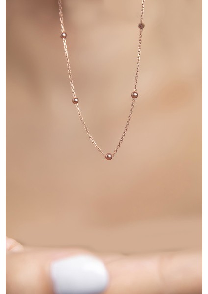 Top Zincirli Rose Kaplamalı 925 Ayar Gümüş Kolye fiyatları