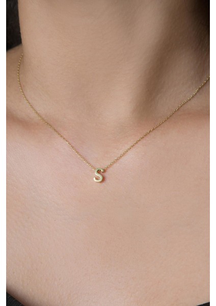 Kadın Üç Boyutlu S Harfi Rose Kaplama 925 Ayar Gümüş Kolye fiyatları