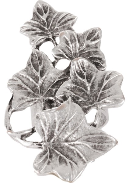 Kadın Antik Gümüş Kaplama Ayarlanabilir Yonca Stılizesi Yüzük