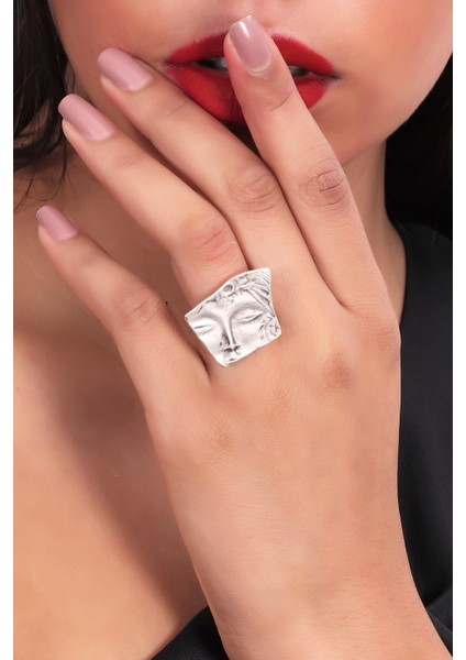 Kadın Antik Gümüş Kaplama Ayarlanabilir Uyuyan Güzel Silueti Yüzük fiyatları