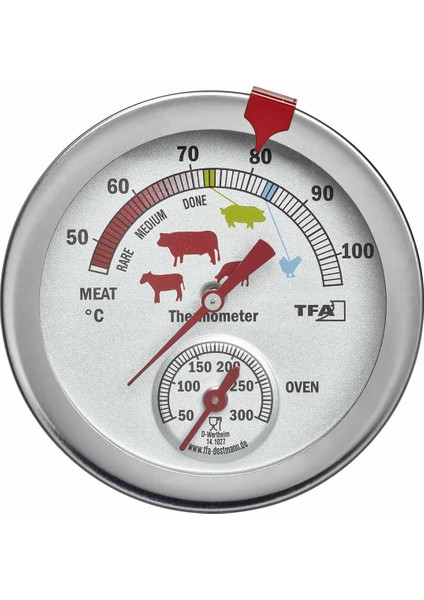 Dostmann Paslanmaz Çelik Gıda Et BBQ ve Fırın Termometresi 2'si 1 Arada