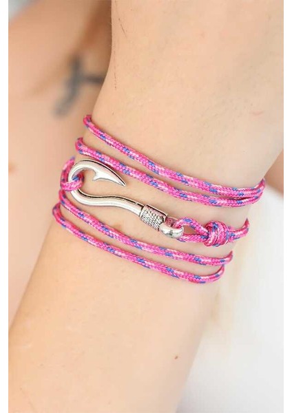 Karışık Desenli Pembe Renk Gümüş Metal Kancalı Bayan Çoklu Bileklik fiyatları
