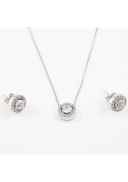 Yuvarlak Kolye Küpe Gümüş Kadın Set modelleri
