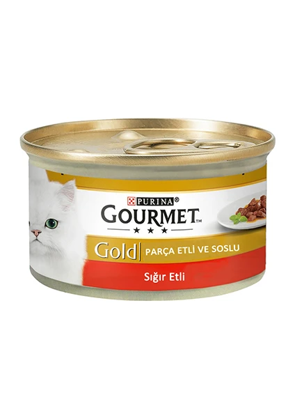 Gourmet Gold Sığır Etli  Parça Etli Soslu 85 gr 24 Lü Kedi Konservesi Avantaj Paketi