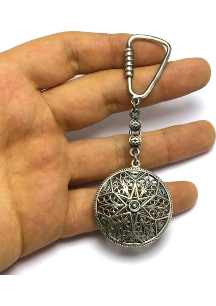 Yıldız Işleme 925 Ayar Telkari Gümüş Anahtarlık fiyatları