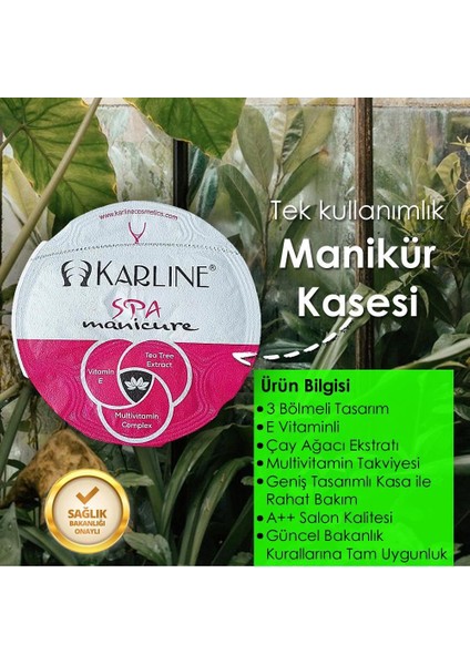 Karline Tek Kullanımlık Manikür Seti Kasesi Spa Sulu E Vitaminli Çay Ağacı Eksraktlı