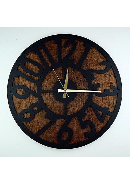 TASARIM AHŞAP DUVAR SAATİ MODERN LATİN 50cm