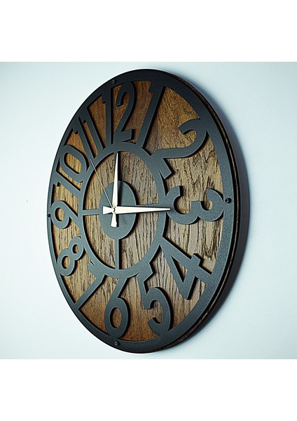 TASARIM AHŞAP DUVAR SAATİ MODERN LATİN 50cm
