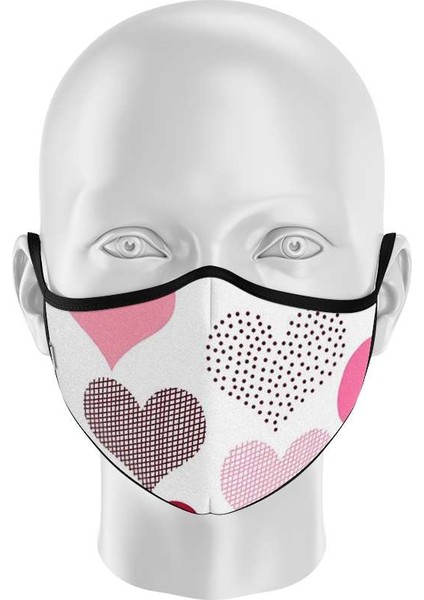 Çocuk Yıkanabilir Kumaş Maske Kalp