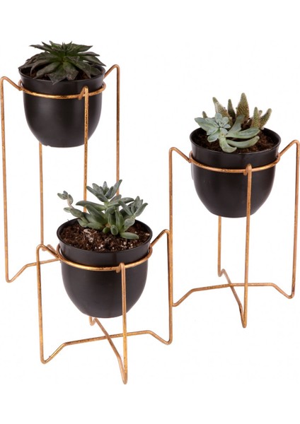 Dekoratif 3'lü Metal Saksı