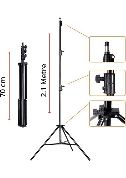 Paraflaş 3 Ayaklı Tripod Işık Ayağı 2,1 m