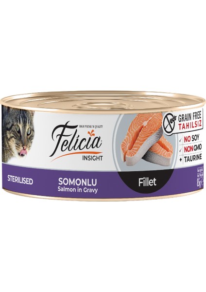 Tahılsız Sterilised Somonlu Fileto Kedi Konservesi 85 gr