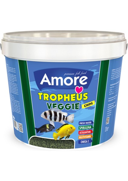 Tropheus Veggie Chips 3 kg Tanganyika Malawi Bitkisel Algae Spirulina Sarımsak Kova Balık Yemi