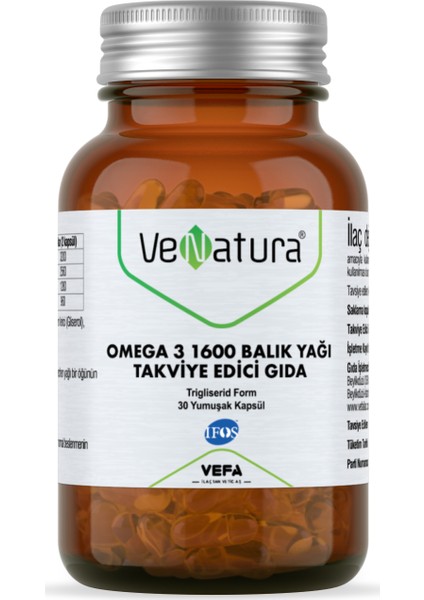 Omega 3 Balık Yağı 1600 mg 30 Yumuşak Kapsül