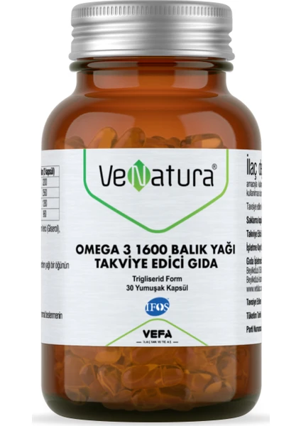 Omega 3 Balık Yağı 1600 mg 30 Yumuşak Kapsül