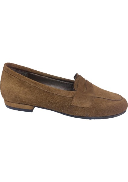 Taba Süet Loafer Babet