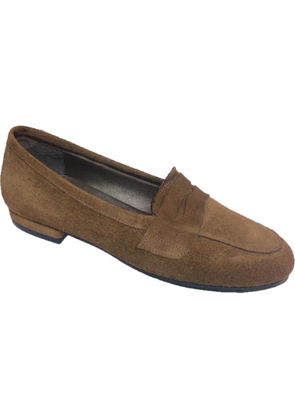 Taba Süet Loafer Babet