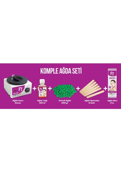 Ağda Makinesi + Azulen Granül Boncuk Ağda + Ağda Yağı + Ağda Bezi 2 M + Spatula 6 Adet