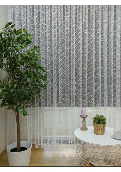 Spor Desen Dantel Tül Perde 100 x 200 Seyrek Pile 1/2