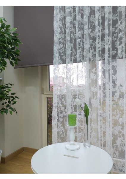Spor Desen Dantel Tül Perde 100 x 260 Seyrek Pile 1/2