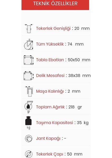 Döner Mobilya Tekeri 50 Lik fiyatları