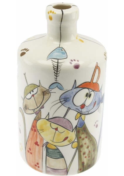 Otantik Çini Balıkçıl Kediler Model Mutfak Tipi Yağ Şişesi 900Ml