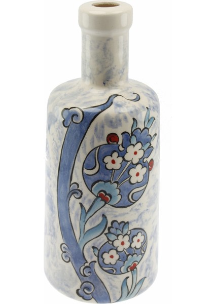 Otantik Çini Ebruli Mavi Gonca Mutfak Tipi Yağ Şişesi 900Ml