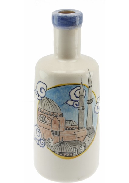 Otantik Çini Süleymaniye Camii Dekor Mutfak Tipi Yağ Şişesi 900Ml