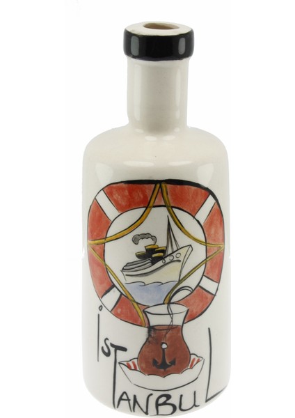 Otantik Çini Vapurda Çay Keyfi Dekor Mutfak Tipi Yağ Şişesi 900Ml