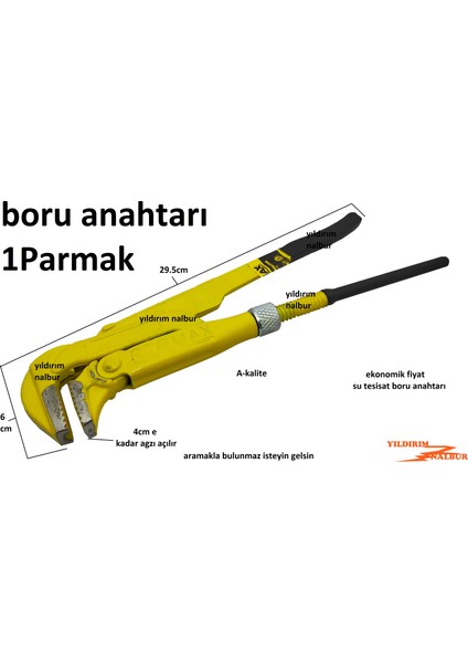 Boru Anahtarı 1P Su Tesisat Anahtarı Papağan Boru Anahtarı Kalite Sağlam Ürün