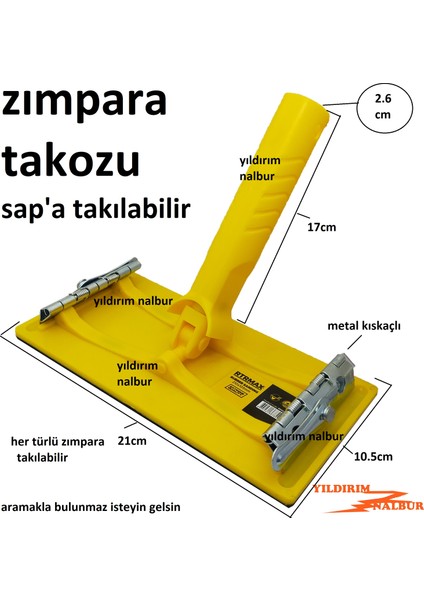 Zımpara Takozu Sap Tak Zımpara Aparatı Sapa Takılır Zımparalama Aparatı Sarı fiyatları