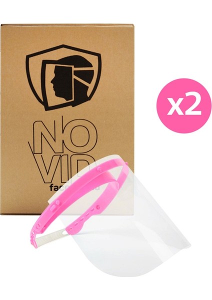 Novid Yüz Koruyucu Siperlik Yedekli Pembe 2'li