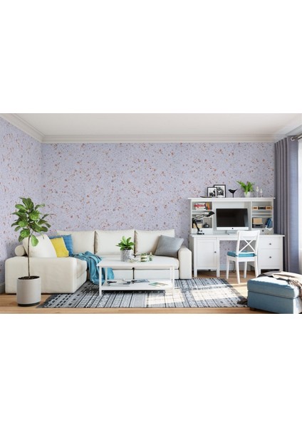 Isı Ve Ses Yalıtımlı Canlı | İpek | Dekoratif Sıva Moonlight-01 BEYAZ ZEMİN ÜZERİNE SOMON-SARI DESEN