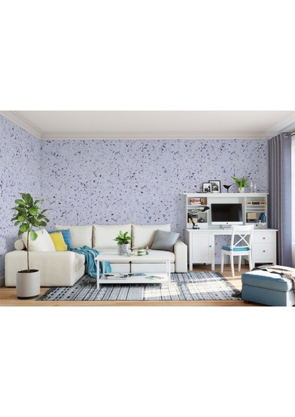 Canlı Sıva İpek Sıva Dekoratif Sıva Moonlight 06 Beyaz Zemin Mor Desen