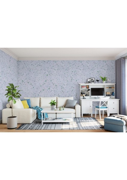 Canlı Sıva İpek Sıva Dekoratif Sıva Moonlight 12 Beyaz Zemin Açık Yeşil Desen