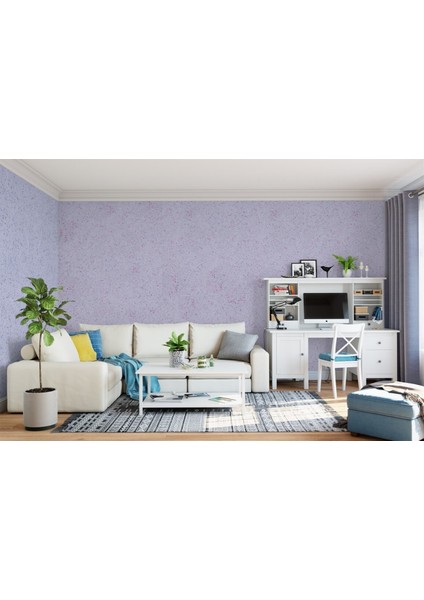 Isı Ve Ses Yalıtımlı Canlı | İpek | Dekoratif Sıva Sunshine-07 BEYAZ ZEMİN MOR-LİLA DESEN