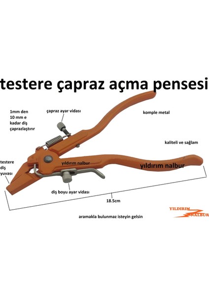 Testere Çapraz Açma Pensesi Çapraz Yapma Aparatı Pala Testere