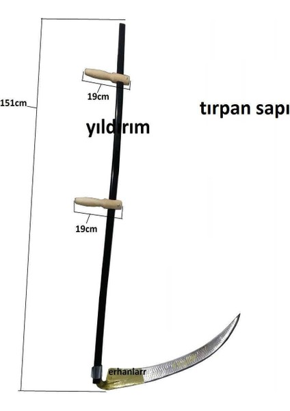 Tırpan Sapı Metal Ahşap Kulp Takım 1.Kalite Orak