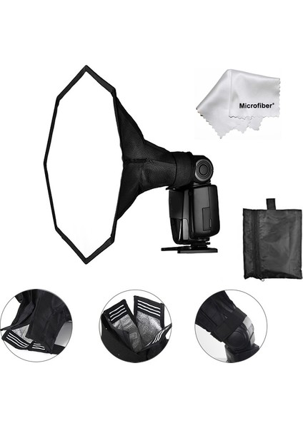 Tüm Tepe Kafa Flaşları İçin 30 cm Octagon Softbox Yumuşatıcı