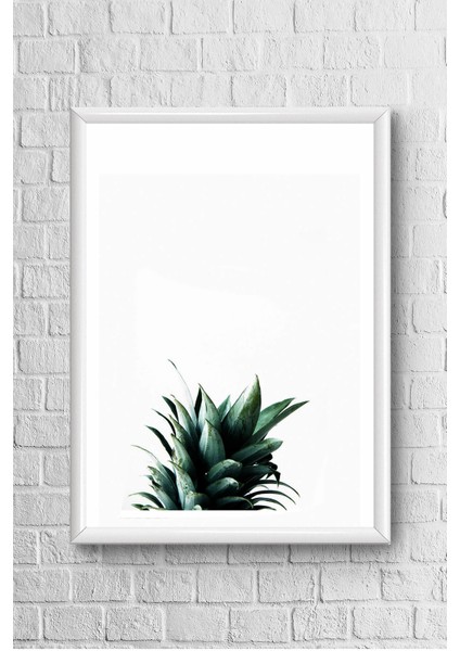 Ananas Yaprağı Çerçeveli Poster Tablo 23.5 x 33,5 cm