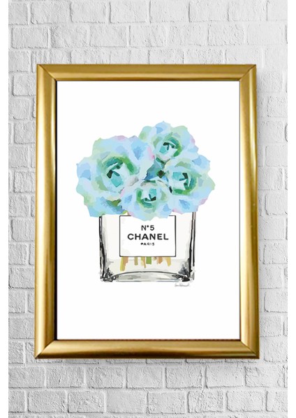 Decor Mavi Vazo Chanel Çerçeveli Poster Tablo 23.5 x 33,5 cm