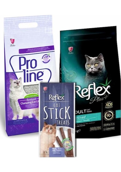 Reflex Plus Kısırlaştırılmış Tavuklu Kedi Maması 1.5 kg ( Proline 5 Lt. Kedi Kumu & Ödül Maması  )